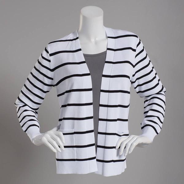 Womens 89th & Madison Long Sleeve Striped Cardigan
