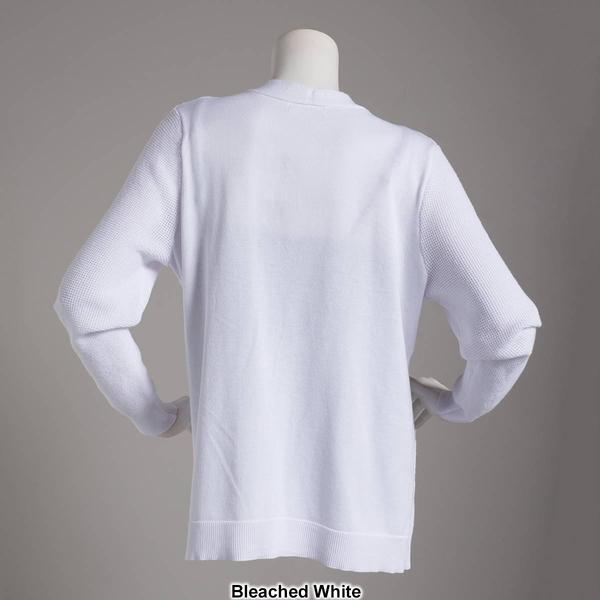 Womens 89th & Madison Long Sleeve Waffle Stitch Open Cardigan alternate view
