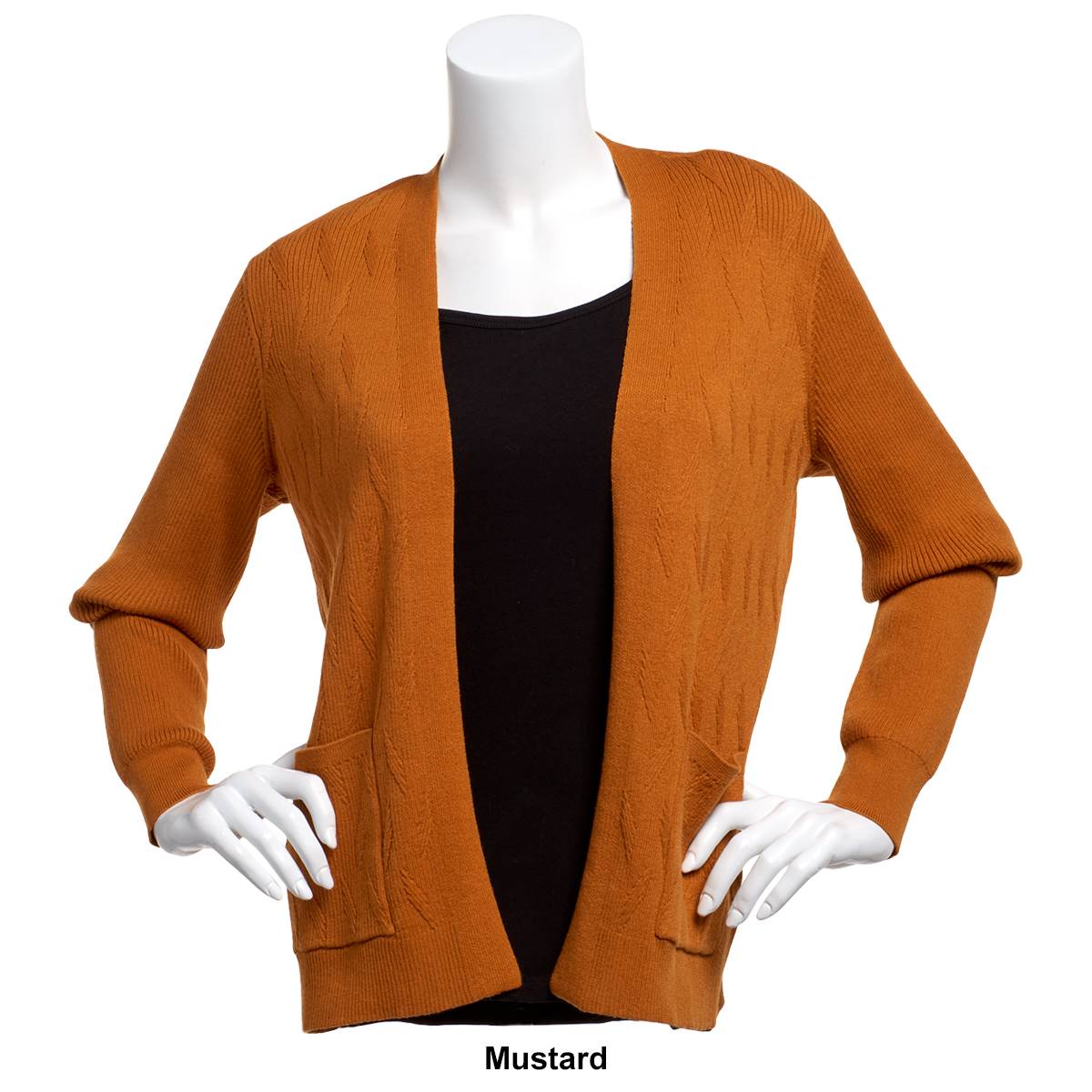 Womens 89th & Madison Recycled Poly Solid Two Pocket Cardigan