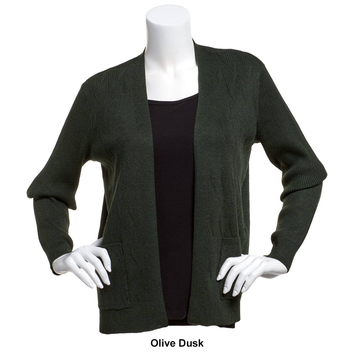 Womens 89th & Madison Recycled Poly Solid Two Pocket Cardigan