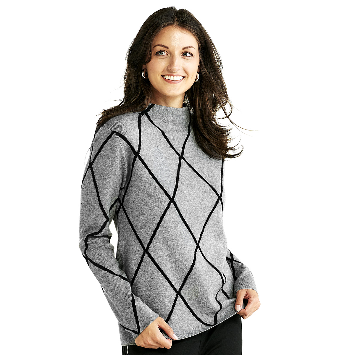 Petites Chloe & Jasmine Long Sleeve Diamond Pullover Sweater