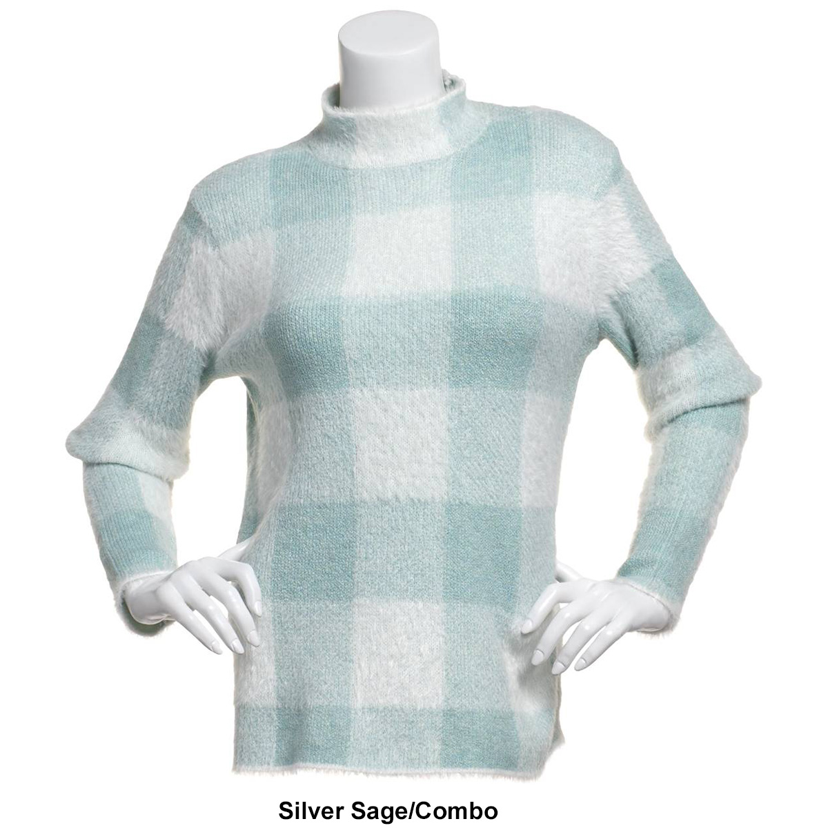 Petites Chloe & Jasmine Long Sleeve Eyelash Plaid Pullover