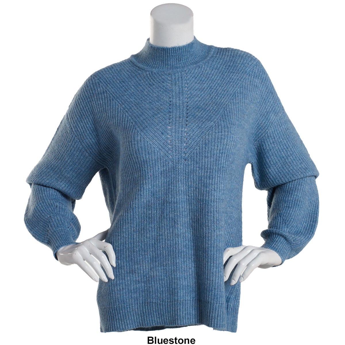 Womens Chloe & Jasmine Long Sleeve Mock Rib Pullover Sweater