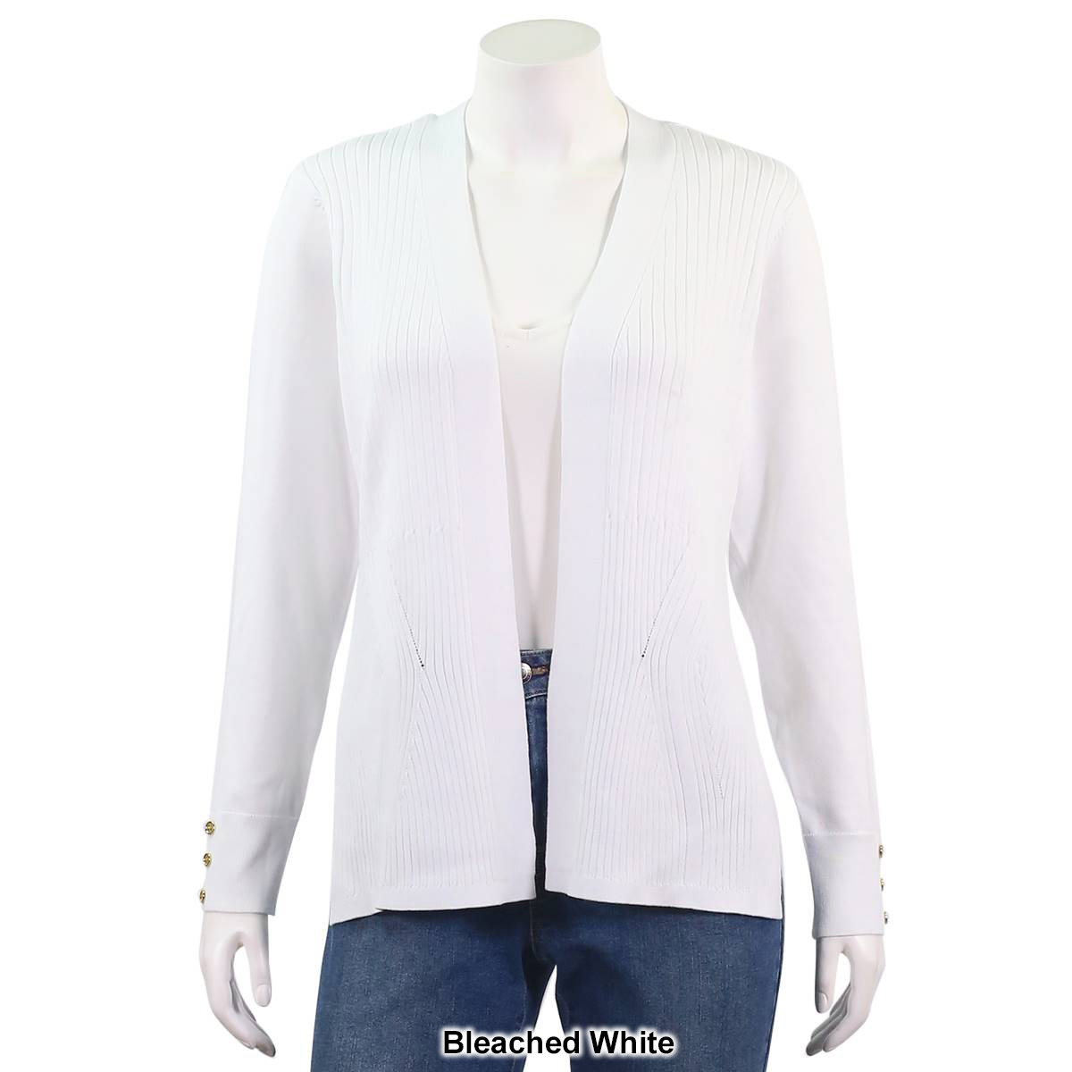 Womens 89th & Madison Long Sleeve Pointelle Cardigan