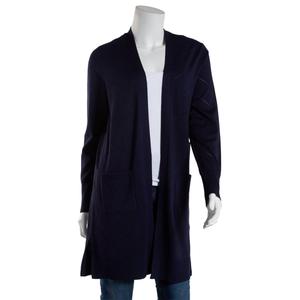 Womens 89th & Madison Long Sleeve Pointelle 2 Pocket Duster