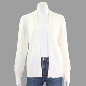 Womens 89th & Madison Pointelle Mixed Media Long Cuff Cardigan