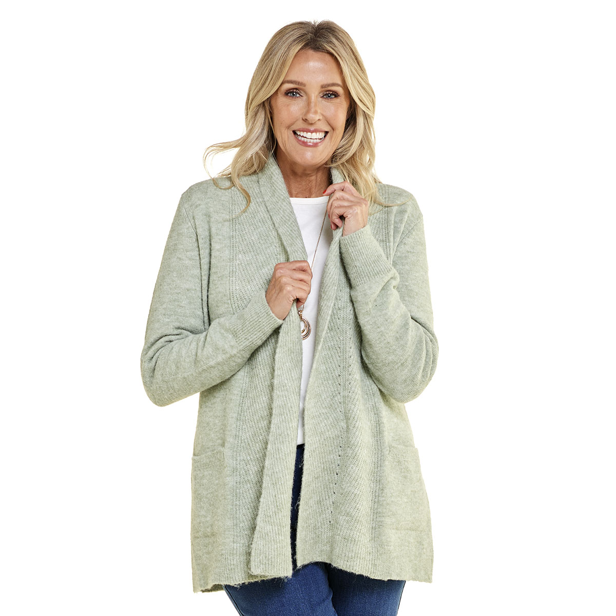 Petite 89th & Madison Long Sleeve Focaccia Solid Open Cardigan