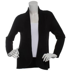 Petite 89th & Madison Long Sleeve J Pocket Solid Cardigan