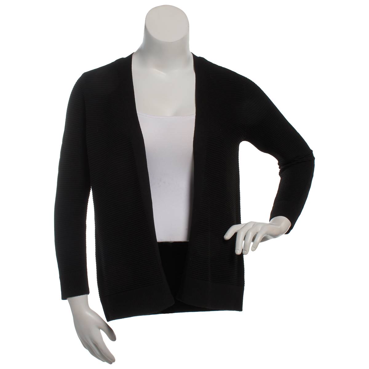 Womens 89th & Madison Ribbed Flare Lapel Solid Cardigan