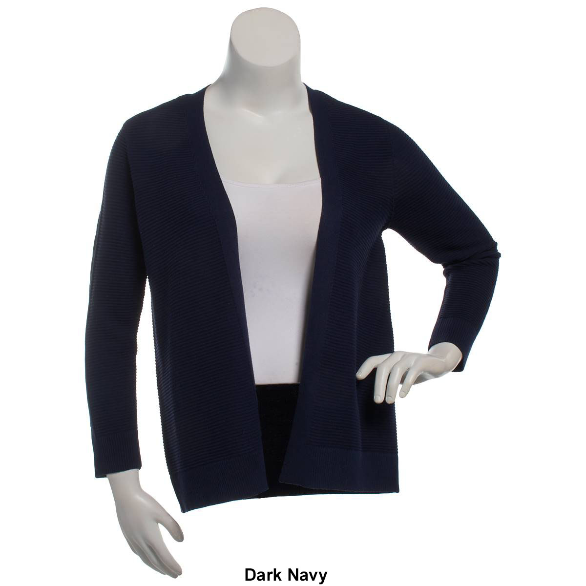 Womens 89th & Madison Ribbed Flare Lapel Solid Cardigan