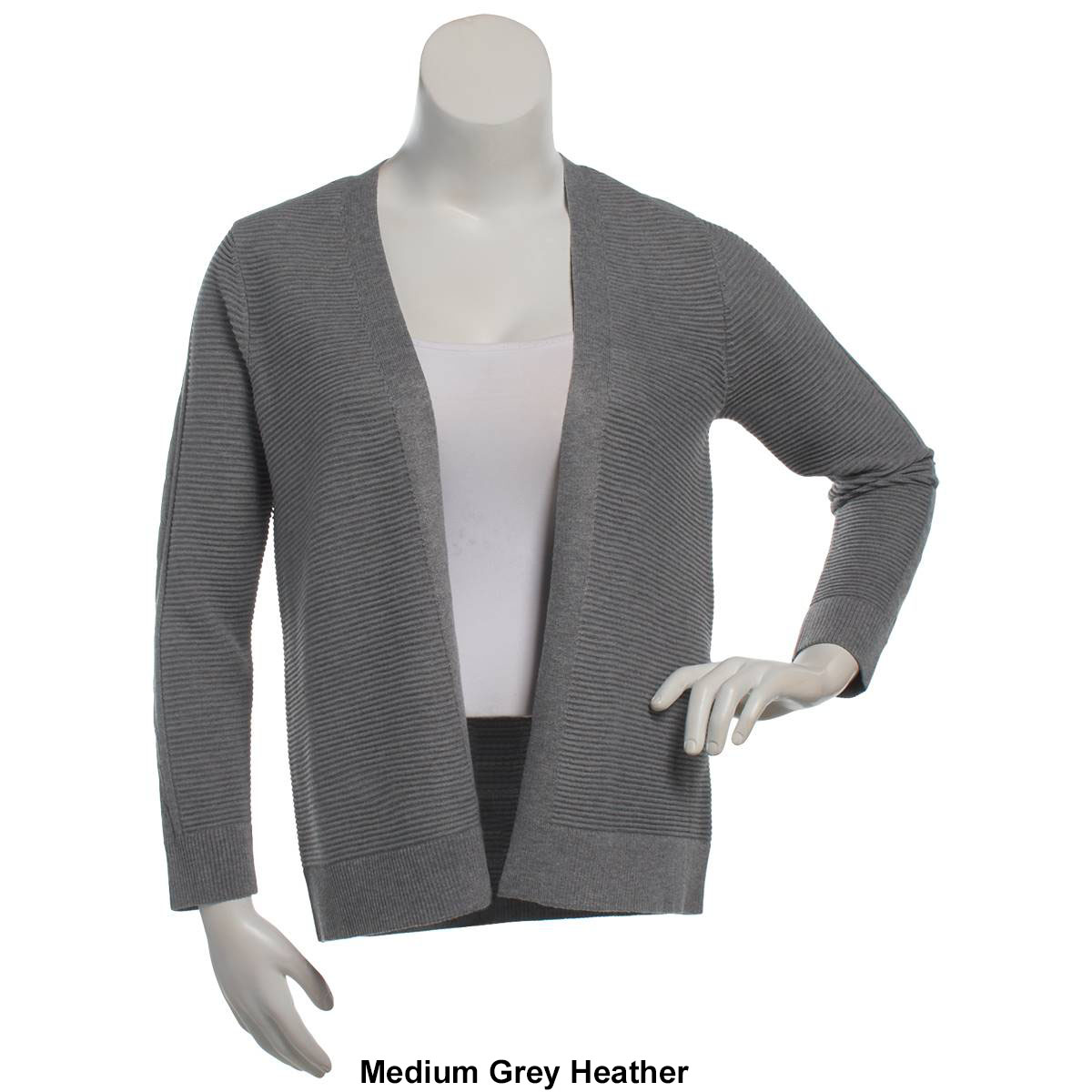 Womens 89th & Madison Ribbed Flare Lapel Solid Cardigan