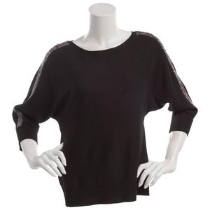 Womens Love Scarlet 3/4 Dolman Sleeve Glitter Tape Sweater alternate view