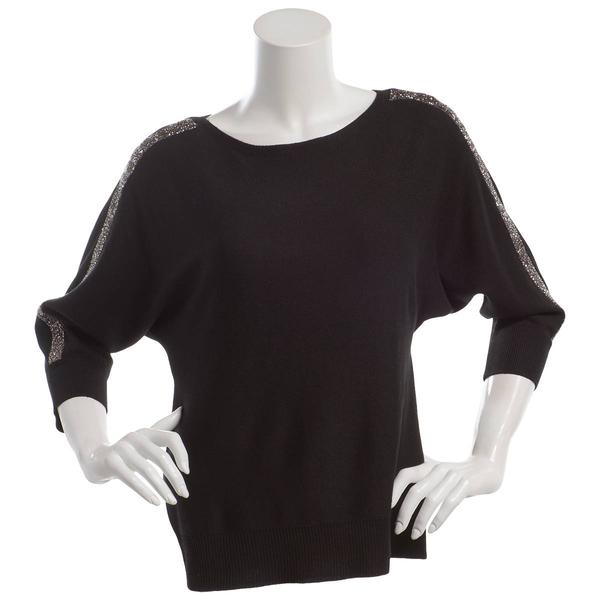 Womens Love Scarlet 3/4 Dolman Sleeve Glitter Tape Sweater alternate view