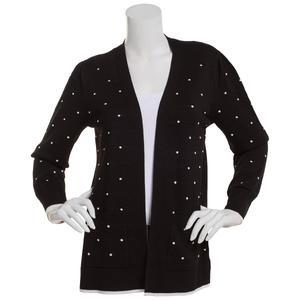 Womens Chloe & Jasmine 26in. Puff Sleeve Bobble Dot Cardigan