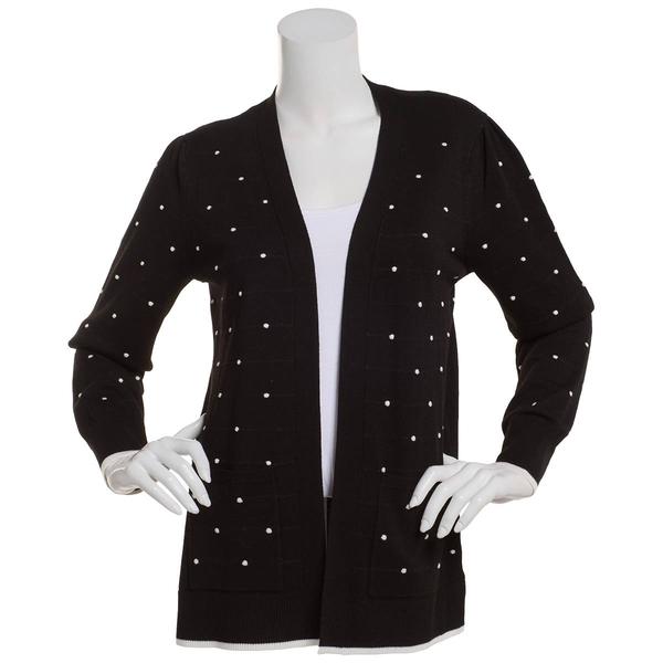 Womens Chloe & Jasmine 26in. Puff Sleeve Bobble Dot Cardigan alternate view