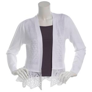 Womens 89th & Madison Long Sleeve Lace Hem Cardigan alternate view