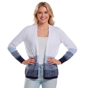 Womens 89th & Madison Long Sleeve Ombre Chevron Cardigan alternate view
