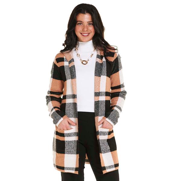 Womens Love Scarlett Long Sleeve Plaid Hooded Cardigan