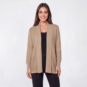 Womens 89th & Madison Shawl Collar Mix Rib Open Front Cardigan