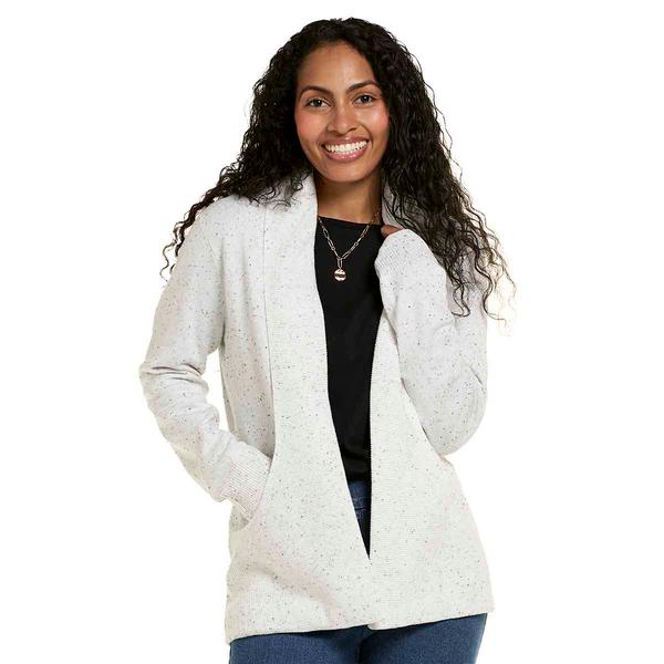 Womens 89th & Madison Long Sleeve Speckled J Pocket Cardigan
