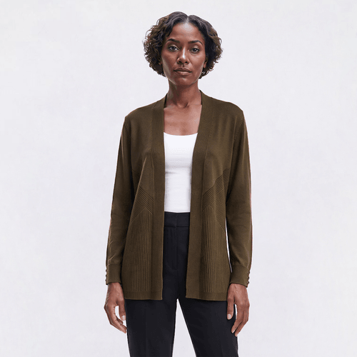 Womens 89th & Madison 26in. Variegated Rib Straight Hem Cardigan
