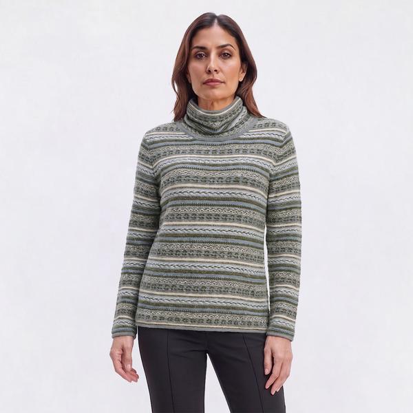 Womens Olive & Vine Long Sleeve Stripe Turtleneck Sweater