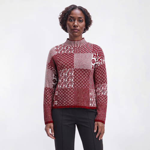 Womens Olive & Vine Long Sleeve Patchwork Mock Neck Sweater