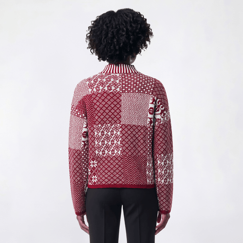Womens Olive & Vine Long Sleeve Patchwork Mock Neck Sweater alternate view