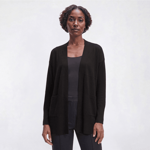 Womens 89th & Madison Long Sleeve 2 Pocket Split Back Cardigan