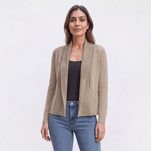 Womens 89th & Madison Long Sleeve Ottoman Rib J Pocket Cardigan
