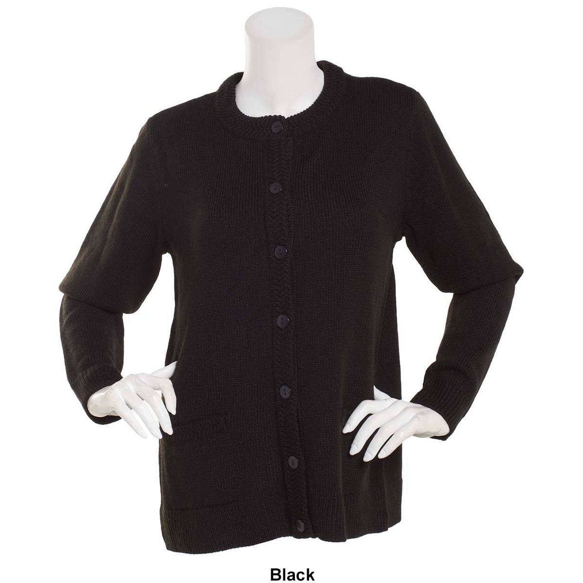 Womens Hasting & Smith Long Sleeve Solid Button Front Cardigan