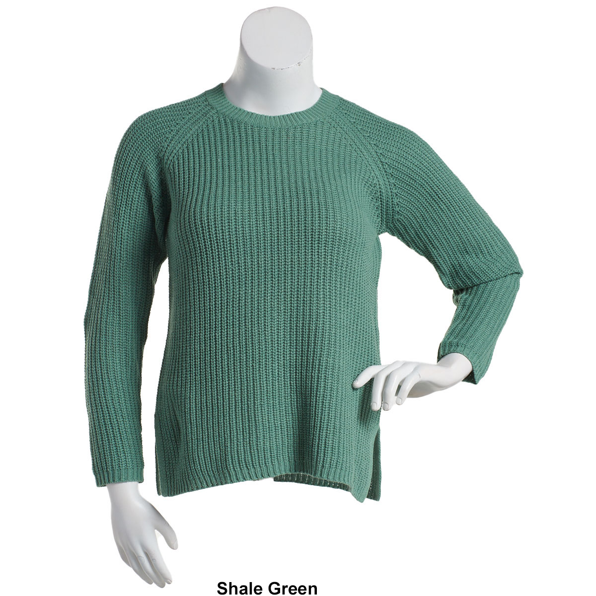 Petite Hasting & Smith Raglan Crew Neck Solid Shaker Sweater