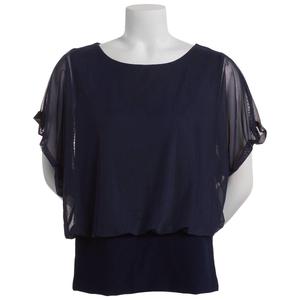 Womens 89th & Madison Dolman Sleeve Mixed Media Blouse