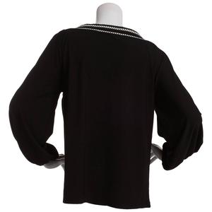 Womens 89th & Madison 3/4 Blouson Sleeve Braided Boat Neck Blouse alternate view