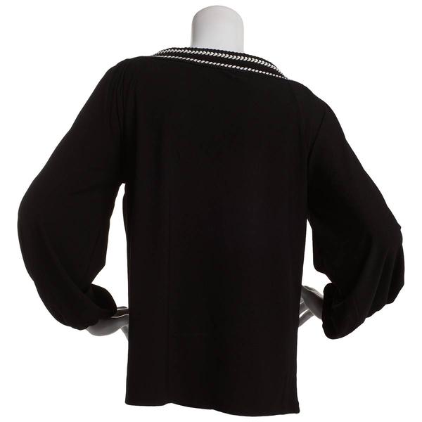 Womens 89th & Madison 3/4 Blouson Sleeve Braided Boat Neck Blouse alternate view