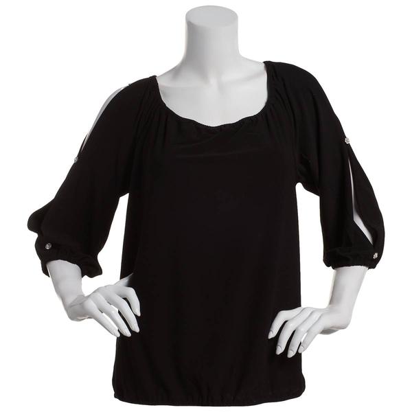 Womens 89th & Madison 3/4 Blouson Cold Shoulder Blouse
