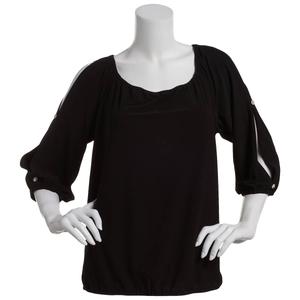 Womens 89th & Madison 3/4 Blouson Cold Shoulder Blouse