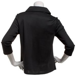 Womens Love Scarlett 3/4 Sleeve Pleated Zip Neck Blouse alternate view