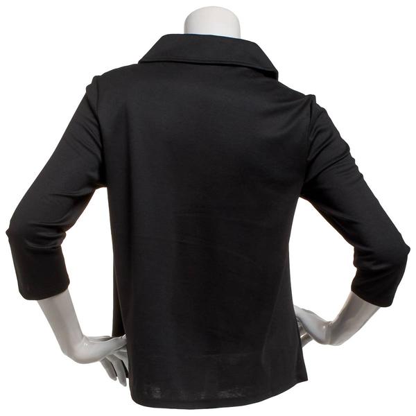 Womens Love Scarlett 3/4 Sleeve Pleated Zip Neck Blouse alternate view