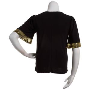 Womens Chloe & Jasmine Elbow Sleeve Sequin Trim Cuff Blouse alternate view