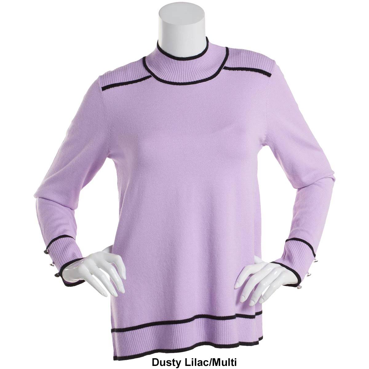 Petite Retrology Mock Neck Sweater With Piping