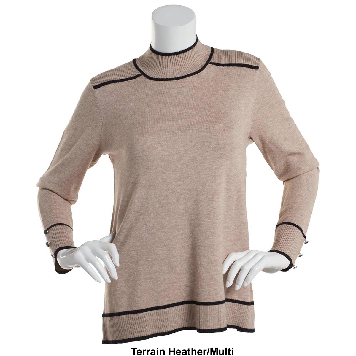 Petite Retrology Mock Neck Sweater With Piping