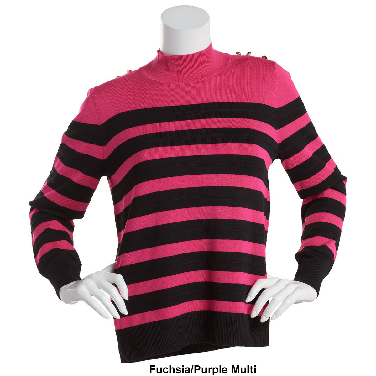 Women Retrology Long Sleeve Stripe Mock Neck Sweater