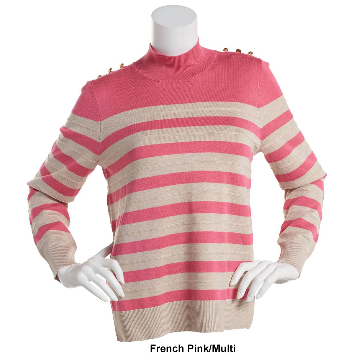 Women Retrology Long Sleeve Stripe Mock Neck Sweater