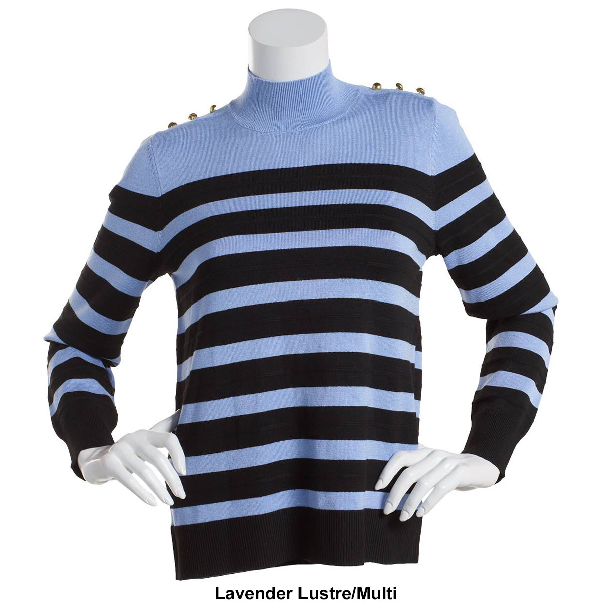 Women Retrology Long Sleeve Stripe Mock Neck Sweater