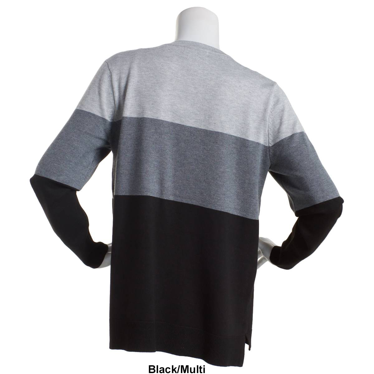 Petite Retrology  Color Block Crew Neck Sweater