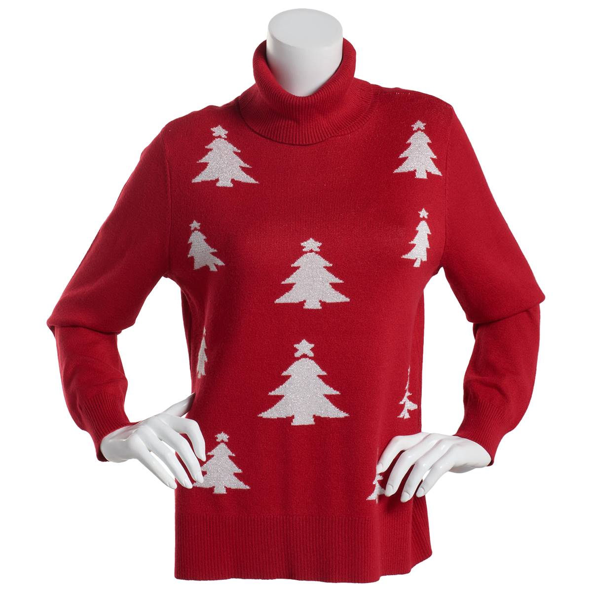 Petites Retrology Long Sleeve Turtleneck Lurex X-Mas Tree Sweater