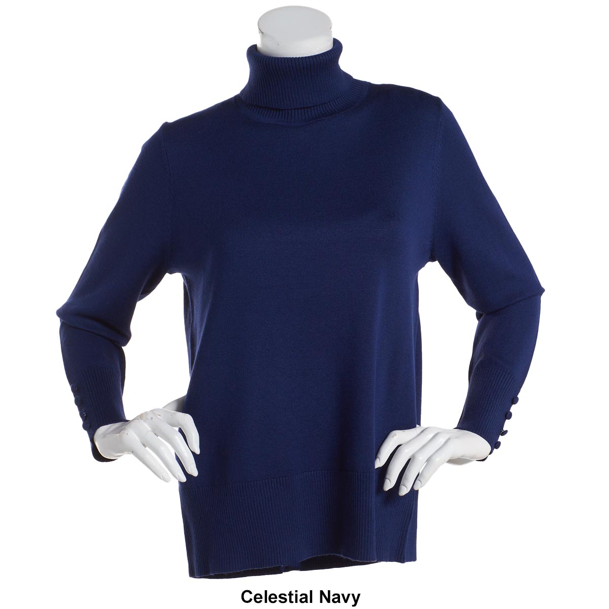 Petite Retrology Long Button Sleeve Turtleneck Sweater