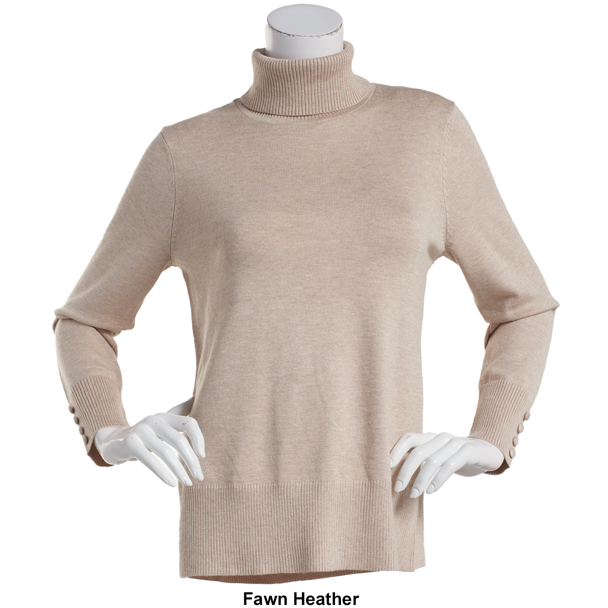 Petite Retrology Long Button Sleeve Turtleneck Sweater