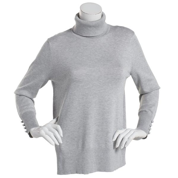 Petite Retrology Long Button Sleeve Turtleneck Sweater alternate view